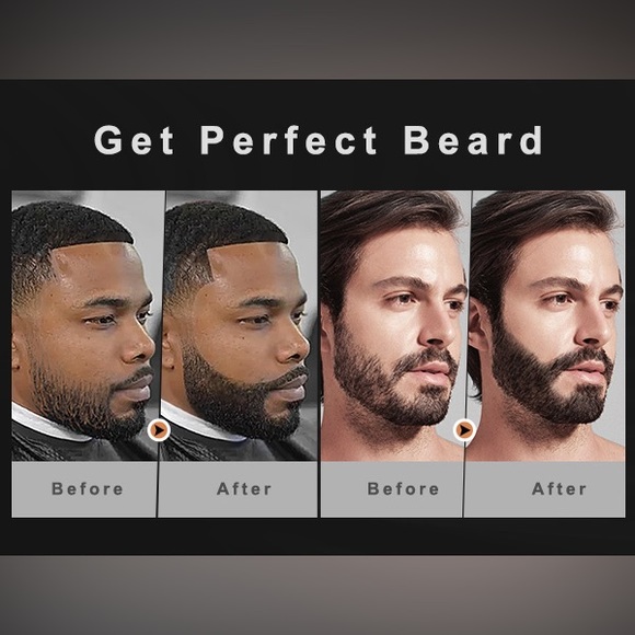 Barber Styling Pens Natural Finish Dark Gray & Black Waterproof w/Beard Scissor - Picture 3 of 12